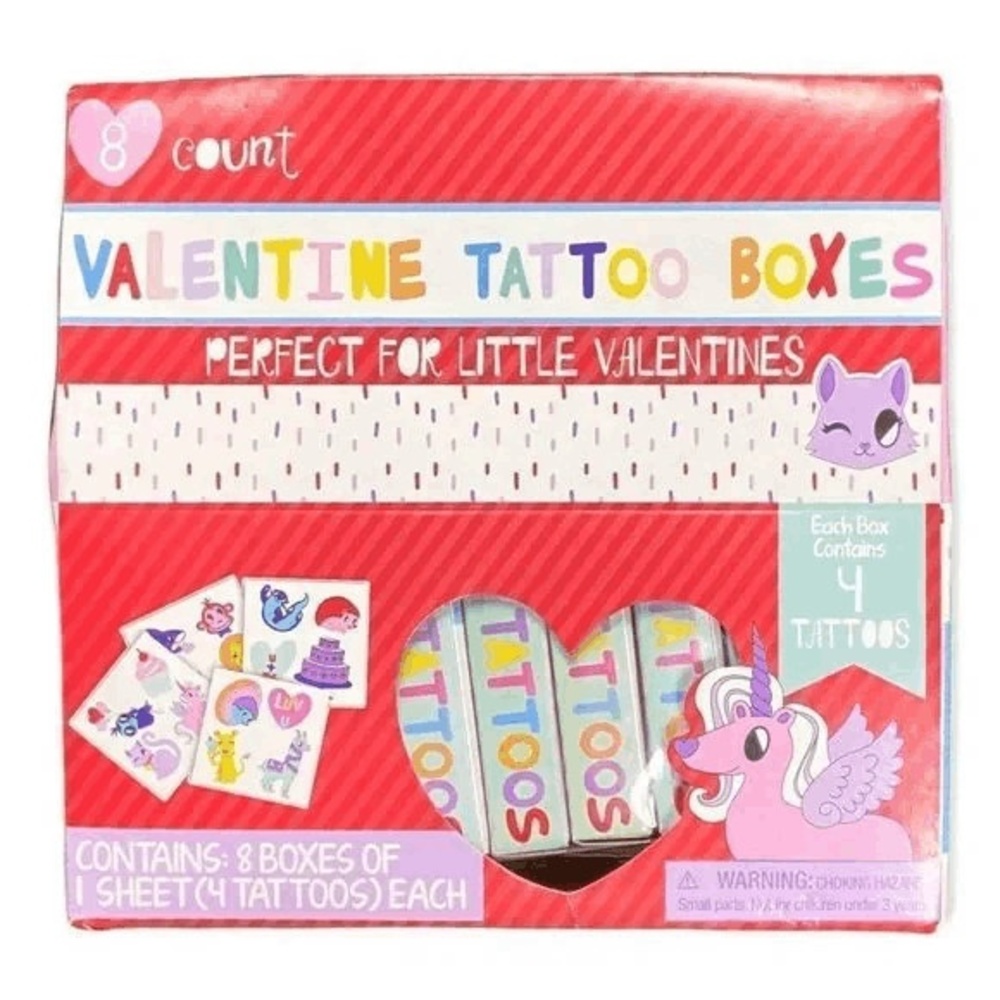 Bendon Kids Multicolor Valentine Tattoo 8 Count Party Favors New